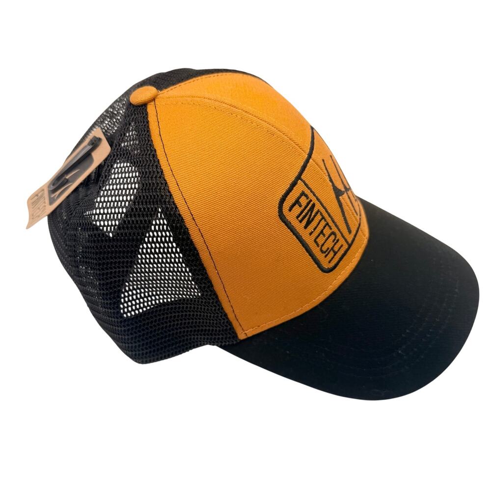 NEW Fintech Trucker Hat‎ Orange Black Mesh Snapback Hunting Outdoor Cap